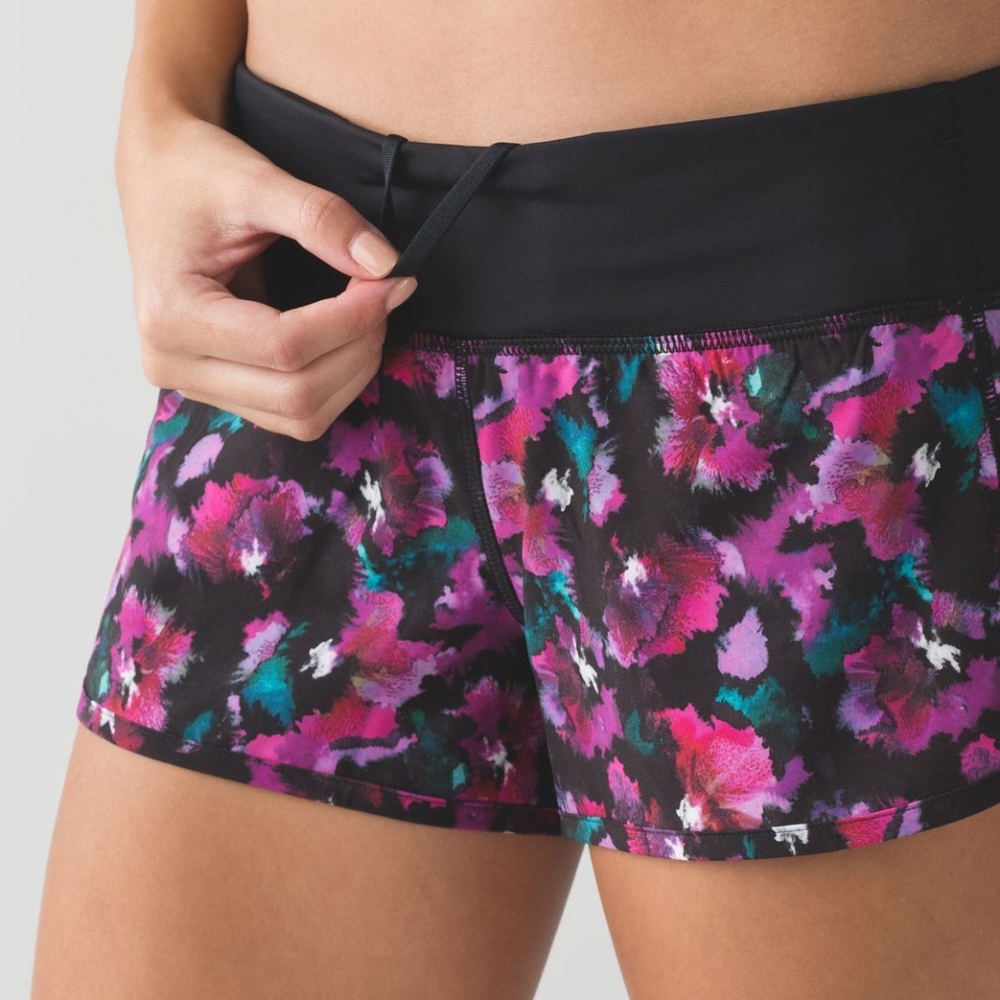 lululemon athletica Black Floral Print Women's Shorts